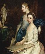 Thomas Gainsborough Portrat von Molly und Peggy mit Zeichenutensilien oil painting